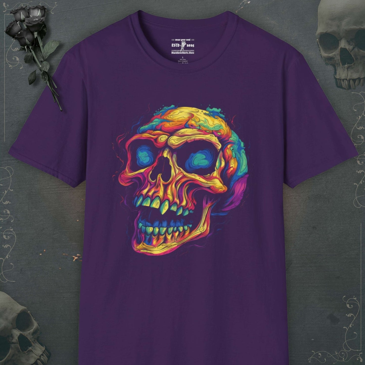 Unleash your inner darkness with our skeleton shirts, emo shirts, grunge shirts, and stylish goth shirts to echo rebellion.