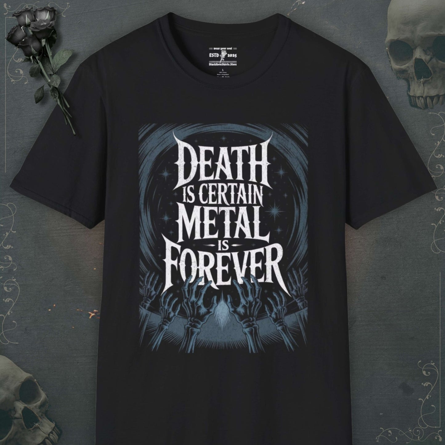 Unleash your inner darkness with our skeleton shirts, emo shirts, grunge shirts, and stylish goth shirts to echo rebellion.