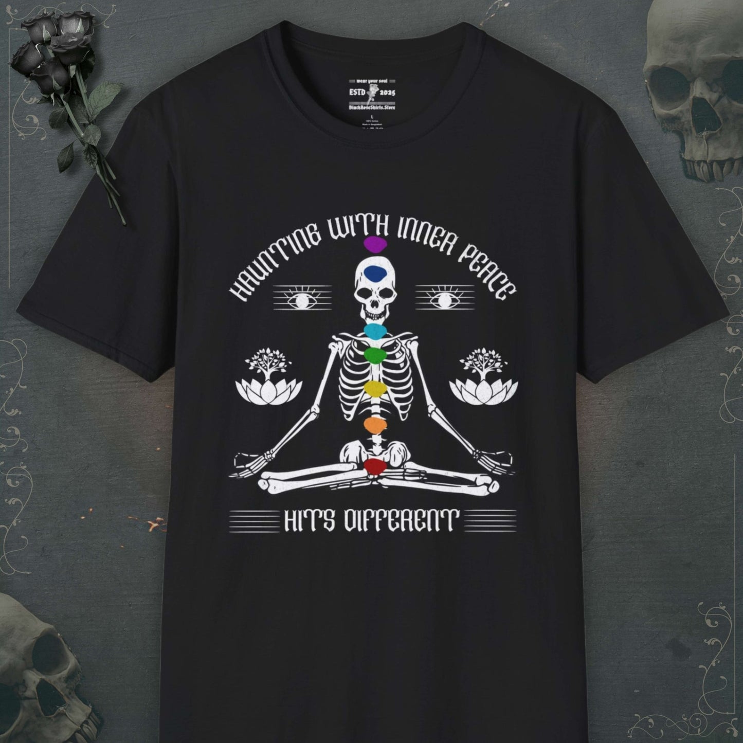 Unleash your inner darkness with our skeleton shirts, emo shirts, grunge shirts, and stylish goth shirts to echo rebellion.