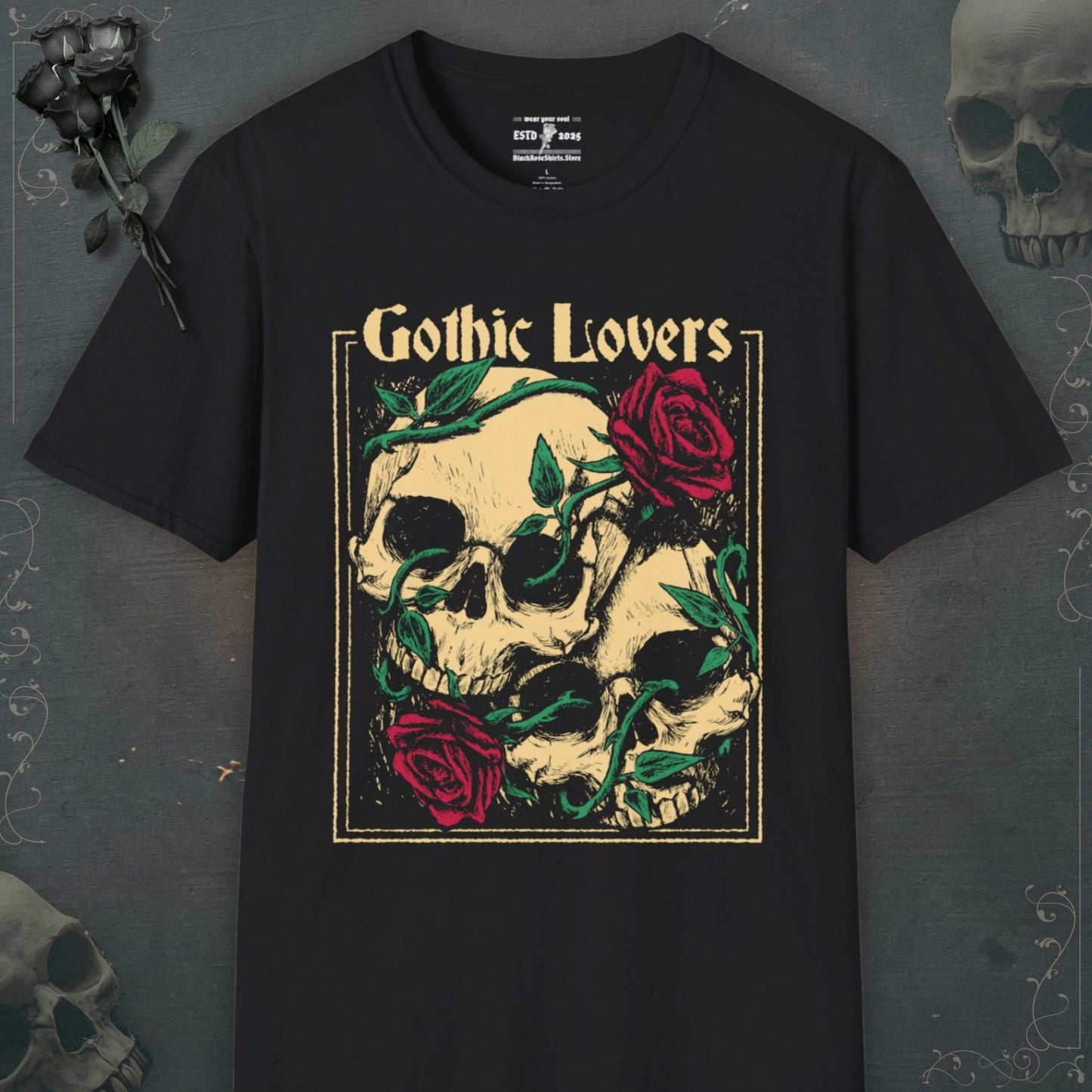 Unleash your inner darkness with our skeleton shirts, emo shirts, grunge shirts, and stylish goth shirts to echo rebellion.