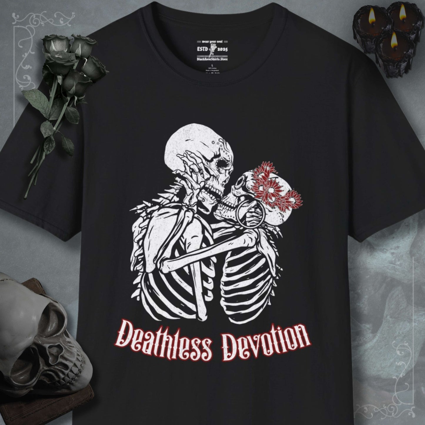 Unleash your inner darkness with our skeleton shirts, emo shirts, grunge shirts, and stylish goth shirts to echo rebellion.